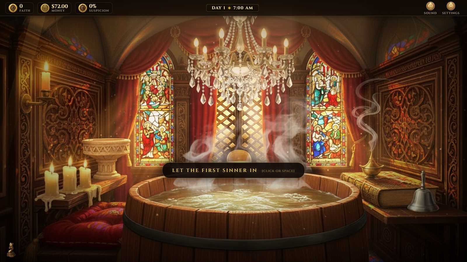 Fully upgraded booth with hot tub, chandelier, and stained glass